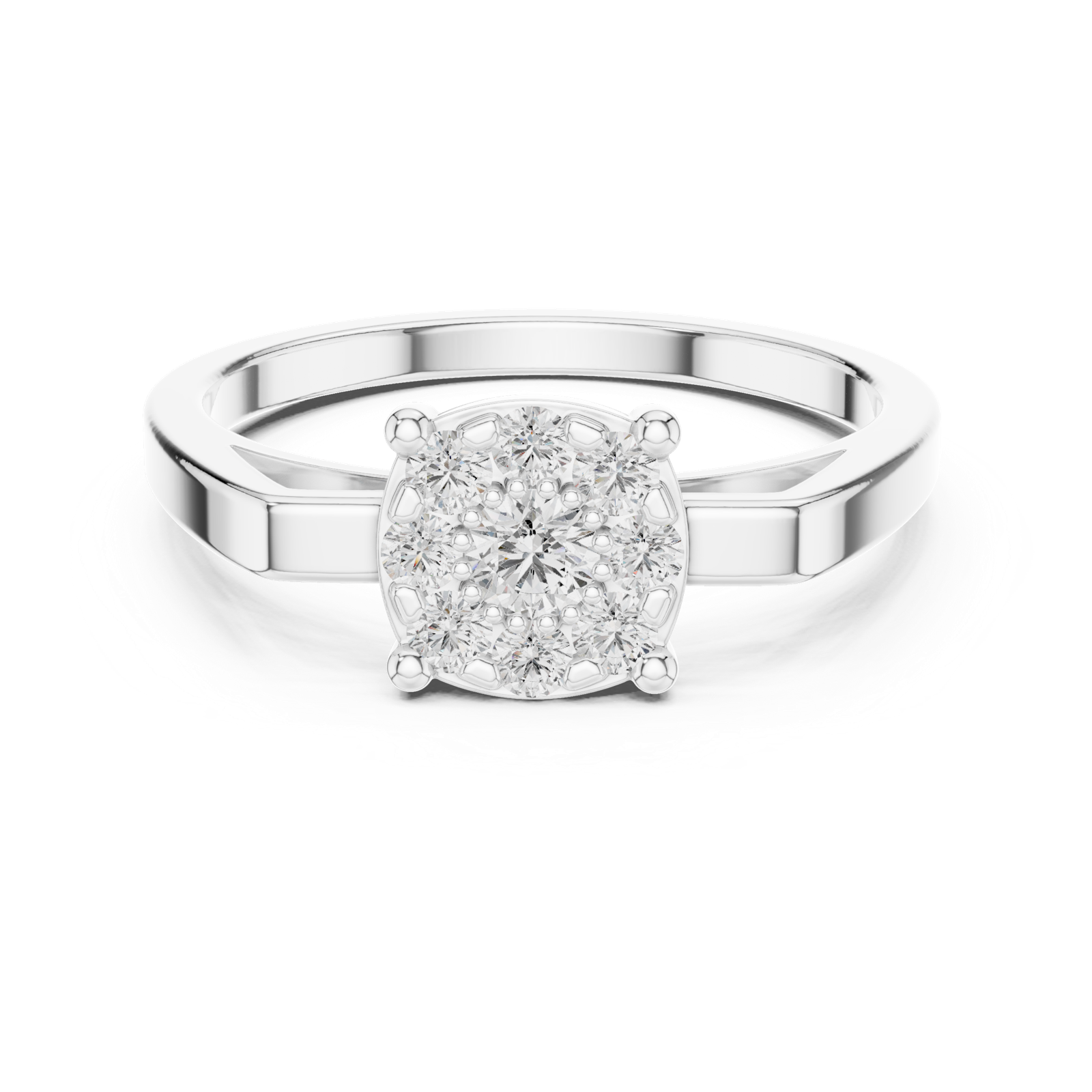 14K Solid Gold Lab Diamond Halo Ring, White Gold