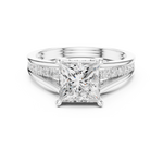 Gold Ring DDLR-253, Princess center stone, White Gold, view 4