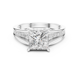 Gold Ring DDLR-253, Princess center stone, White Gold, view 4