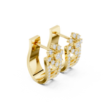 14K Solid Gold Lab Diamond Flower Cluster Earrings, Yellow Gold, view 1