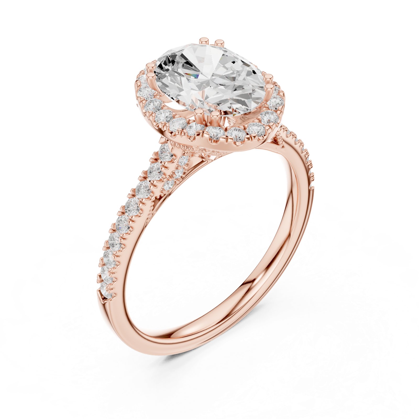 Gold Ring DDLR-255, Oval center stone, Rose Gold, view 2