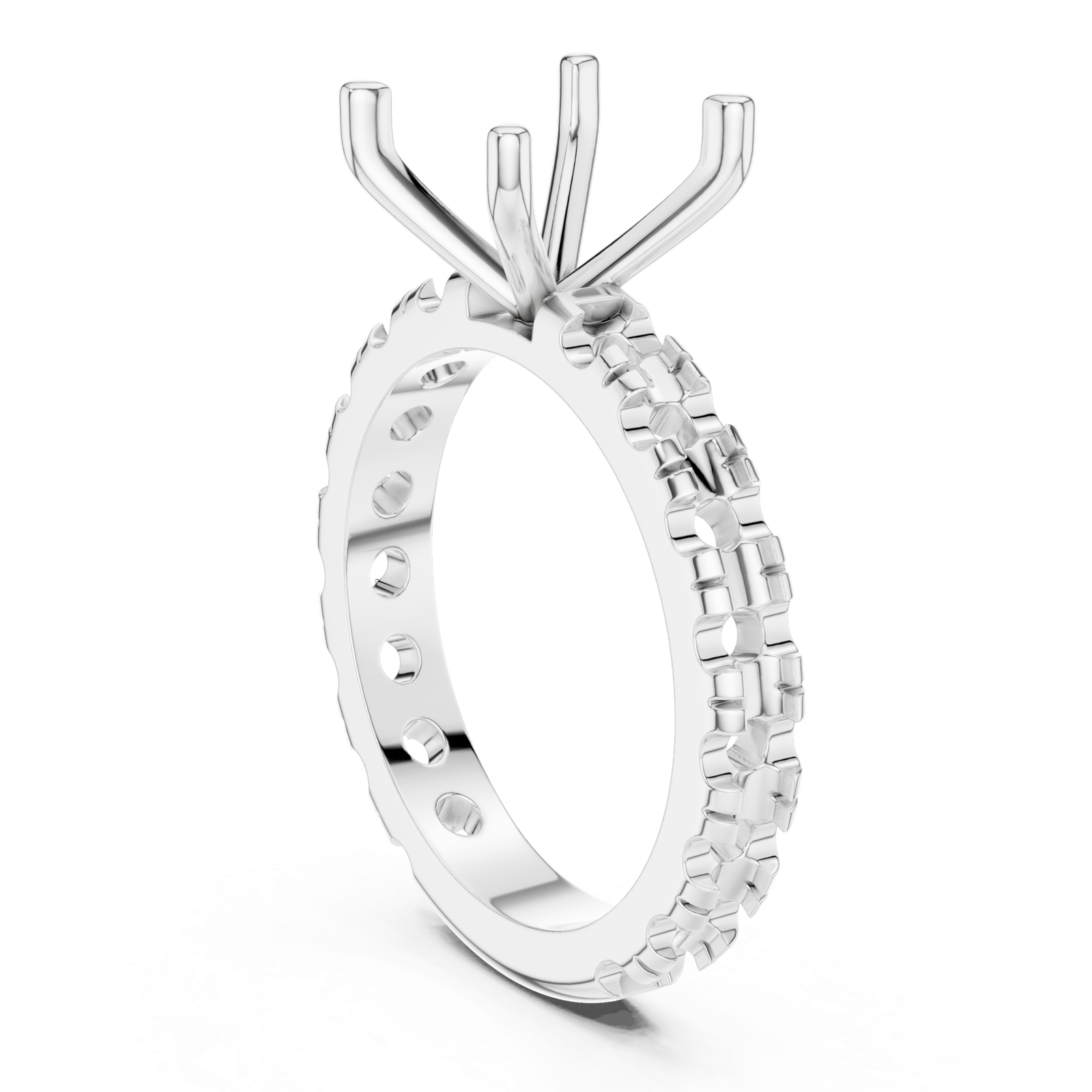 Gold Jewelry, Cushion center stone, White Gold, view 1