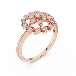 14K Solid Gold Lab Diamond Flower Cluster Ring, Rose Gold, view 2