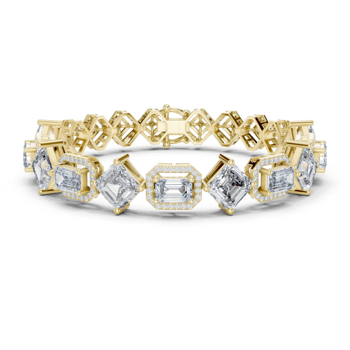 14K Solid Gold Lab Diamond Bracelet, Yellow Gold
