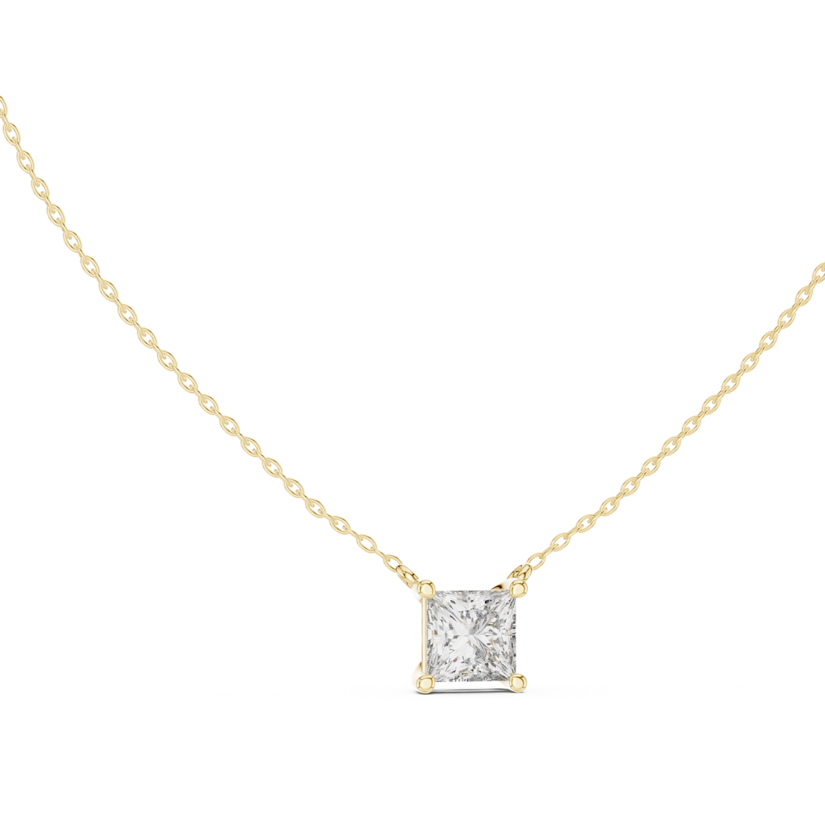 14K Solid Gold Lab Diamond Solitaire Pendant Necklace, Yellow Gold, view 1