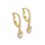14K Solid Gold Lab Diamond Drop Earrings, Yellow Gold, view 2