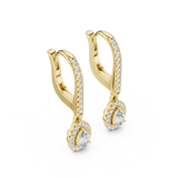 14K Solid Gold Lab Diamond Drop Earrings, Yellow Gold, view 2