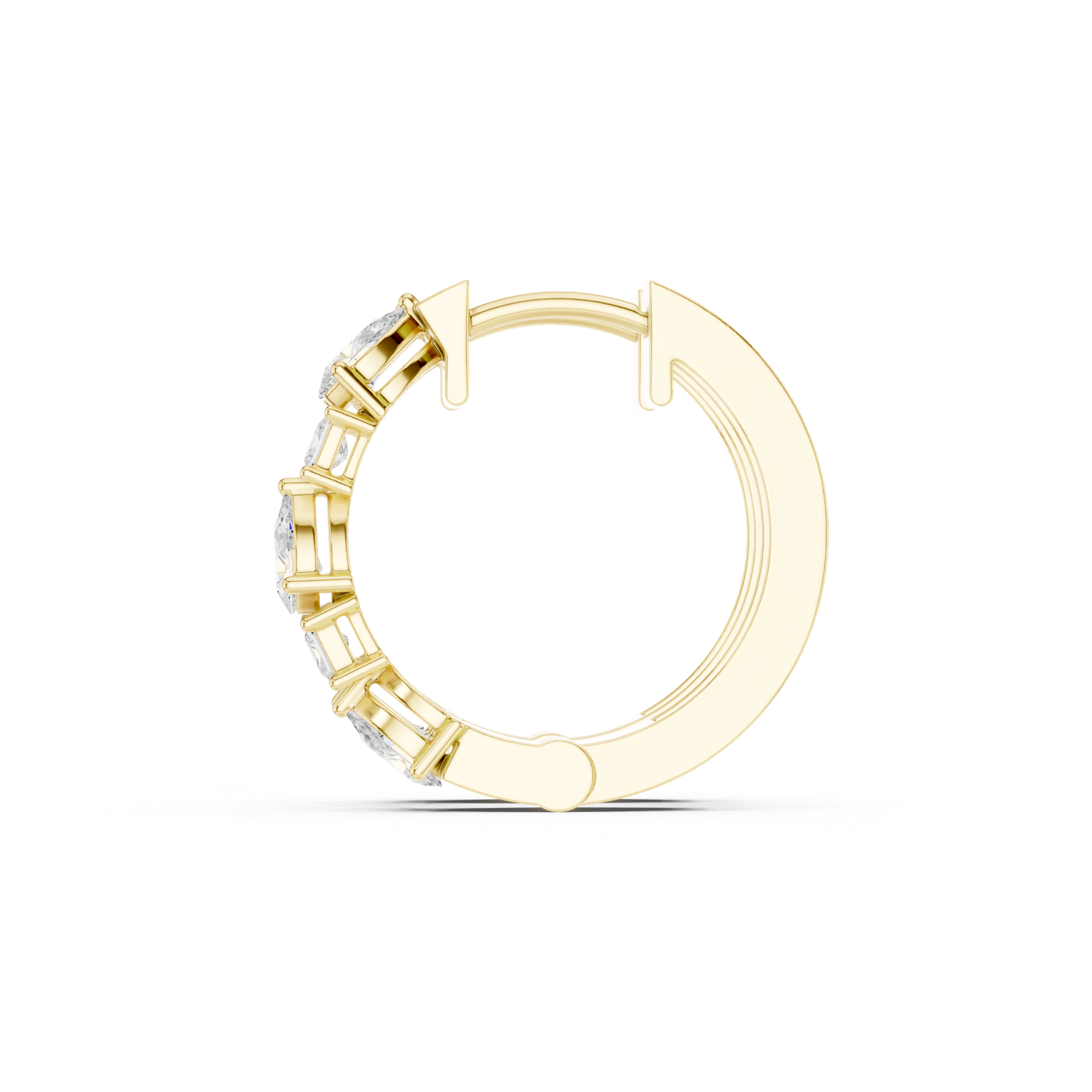 14K Solid Gold Lab Diamond Hoop Earrings, Yellow Gold, view 3