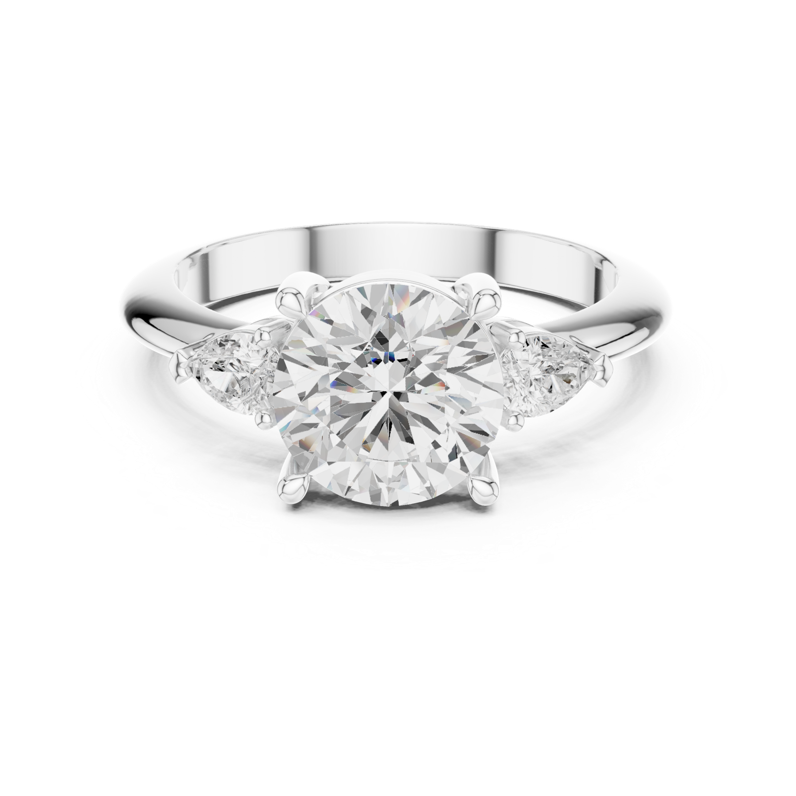 Gold Jewelry L35-66, Round center stone, White Gold, view 4