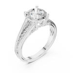 Gold Ring DDLR-253, Round center stone, White Gold, view 2