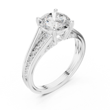 Gold Ring DDLR-253, Round center stone, White Gold, view 2