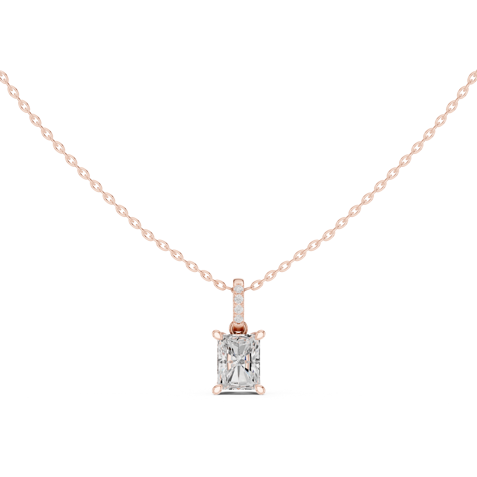 Gold Jewelry DDPO-009, Radiant center stone, Rose Gold, view 4