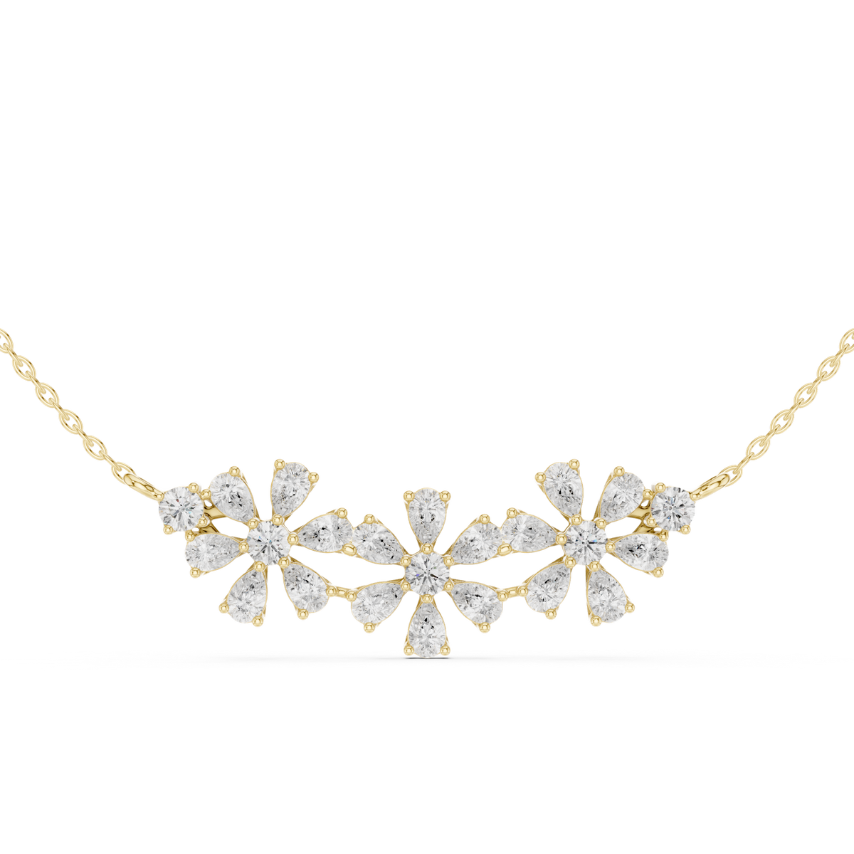 14K Solid Gold Lab Diamond Tennis Necklace, Yellow Gold, view 4