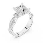 Gold Ring DDLR-281, Princess center stone, White Gold, view 2