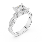 Gold Ring DDLR-281, Princess center stone, White Gold, view 2