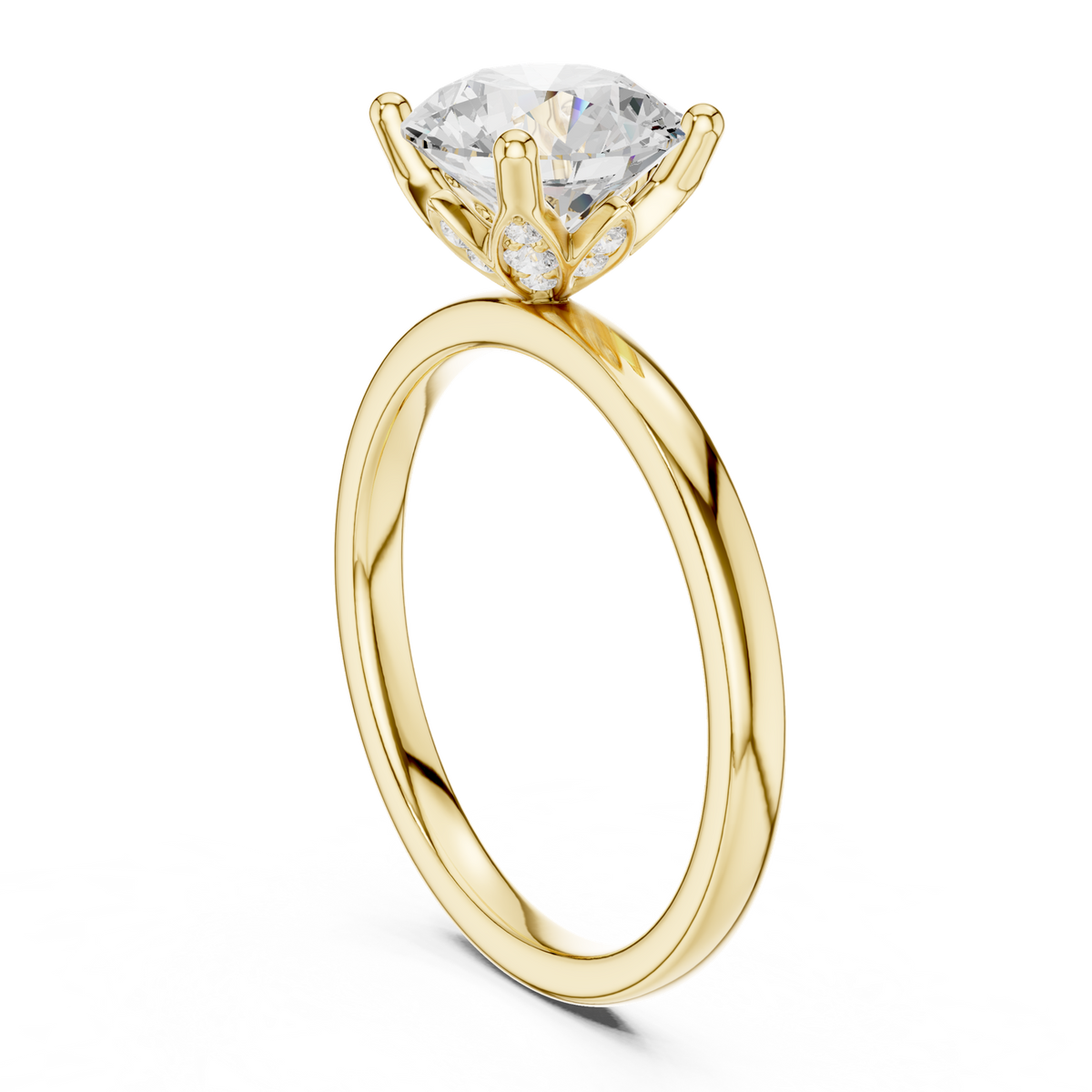 14K Solid Gold Lab Diamond Solitaire Ring, Yellow Gold, view 1