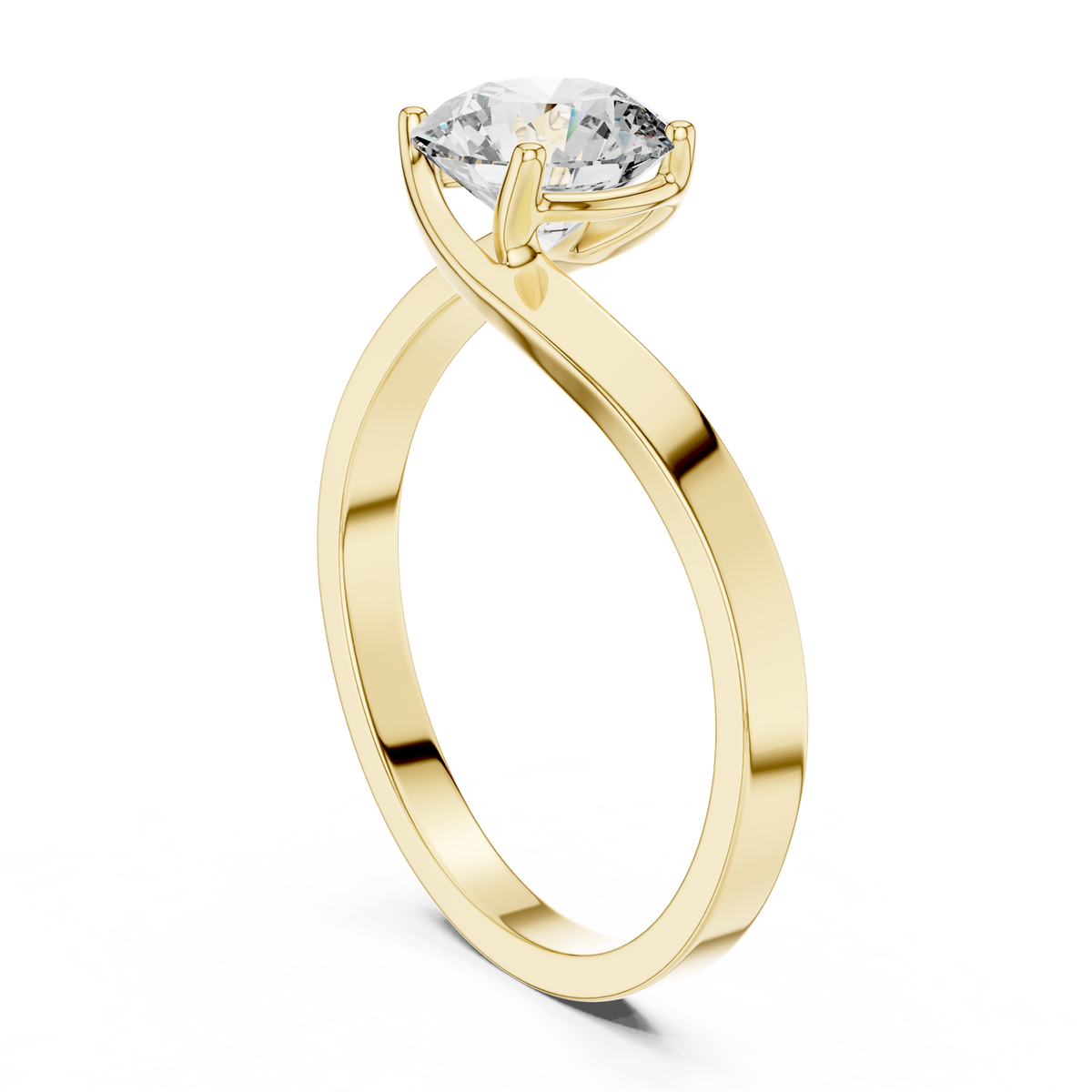 14K Solid Gold Lab Diamond Crossover Ring, Yellow Gold, view 1