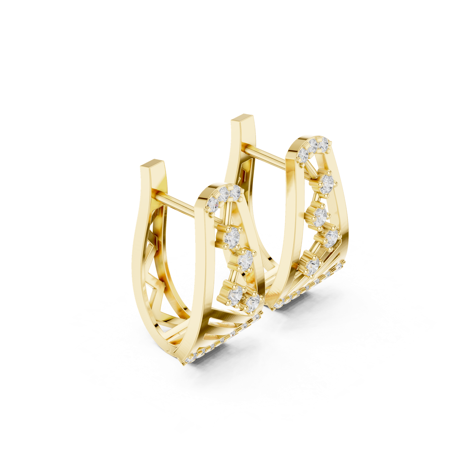 14K Solid Gold Lab Diamond Cluster Earrings, Yellow Gold, view 1