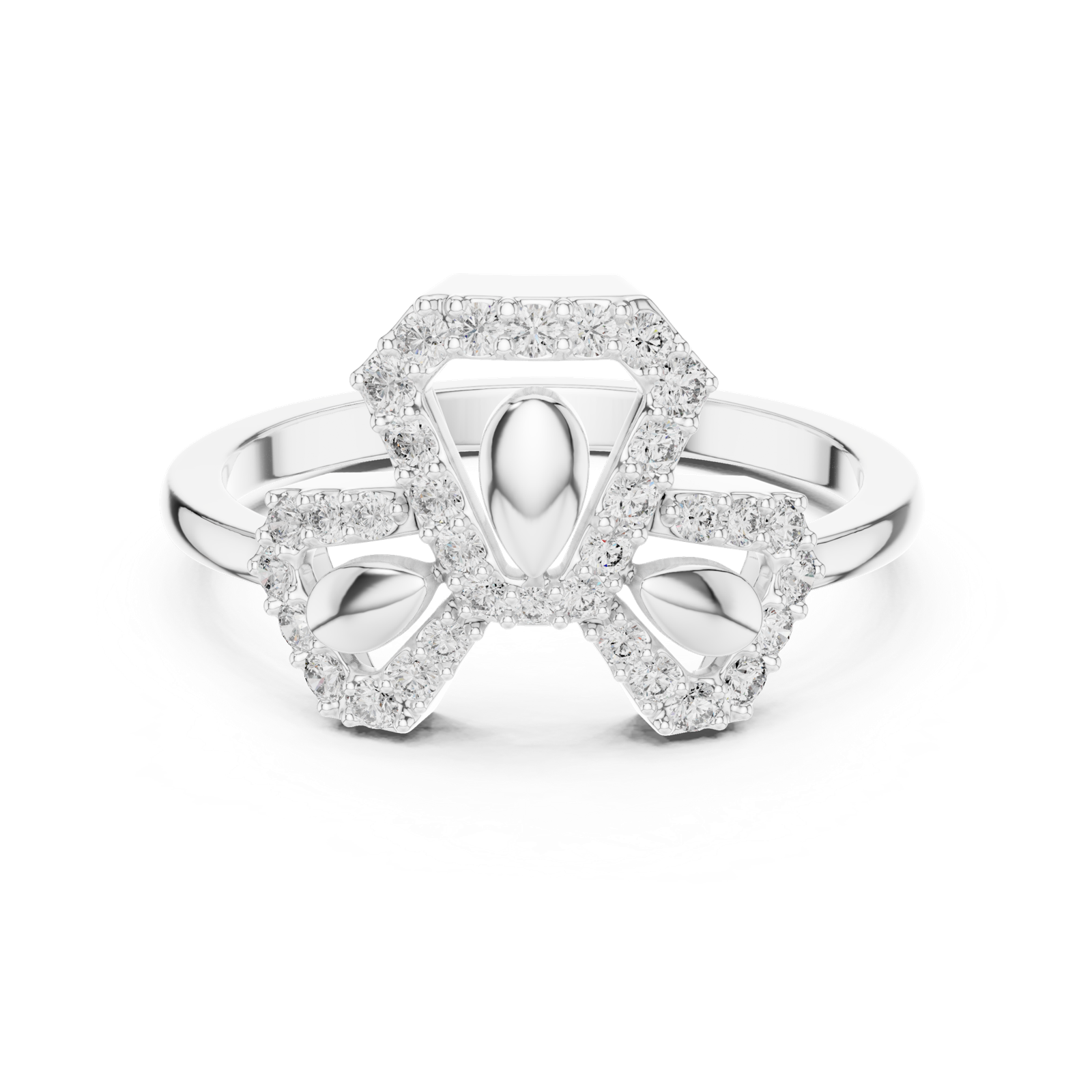 Gold Ring LR-01 (81), White Gold, view 4