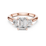 Gold Ring DDLR-041, Emerald center stone, Rose Gold, view 4