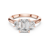 Gold Ring DDLR-041, Emerald center stone, Rose Gold, view 4