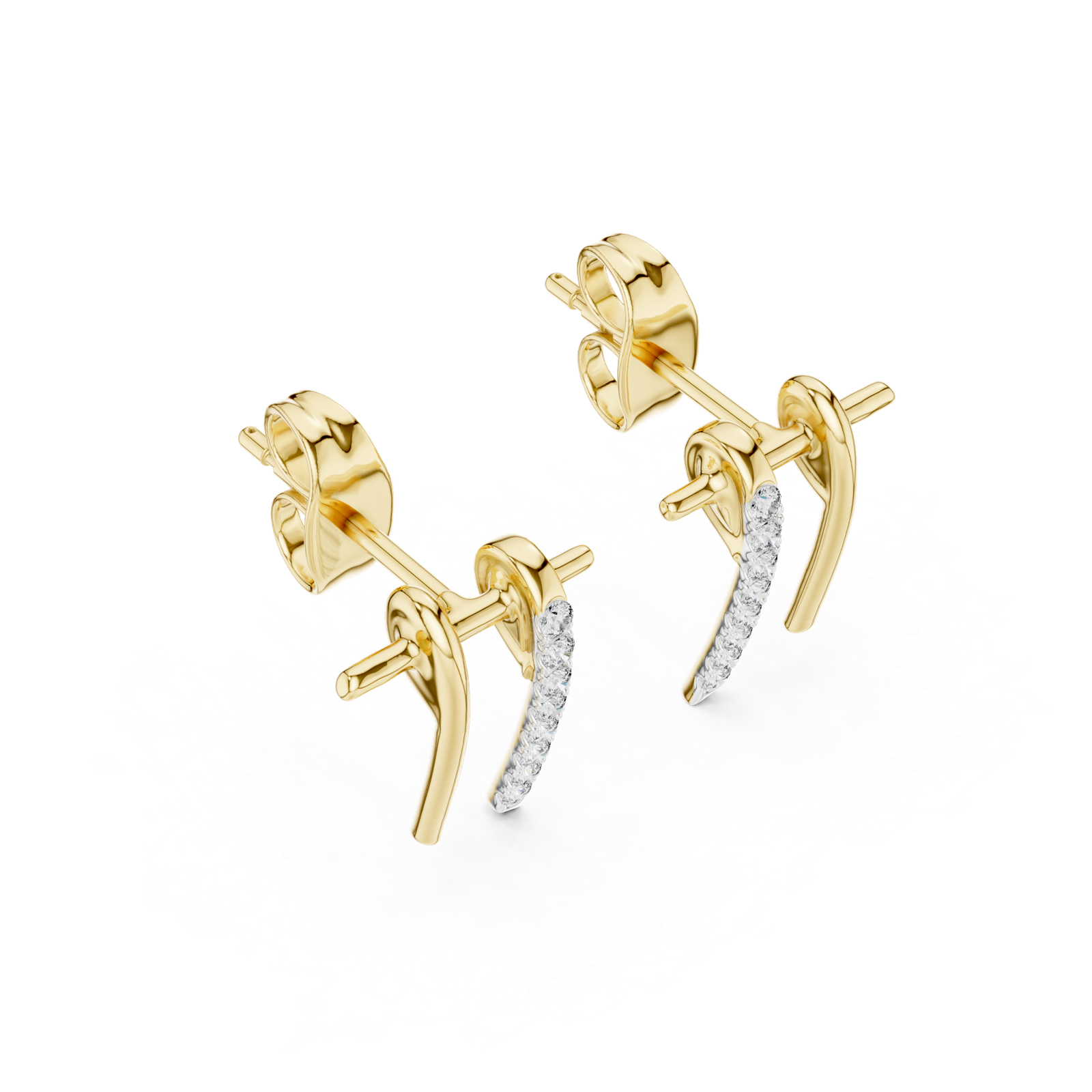 Gold Earrings 12-10009@E, Yellow Gold, view 2