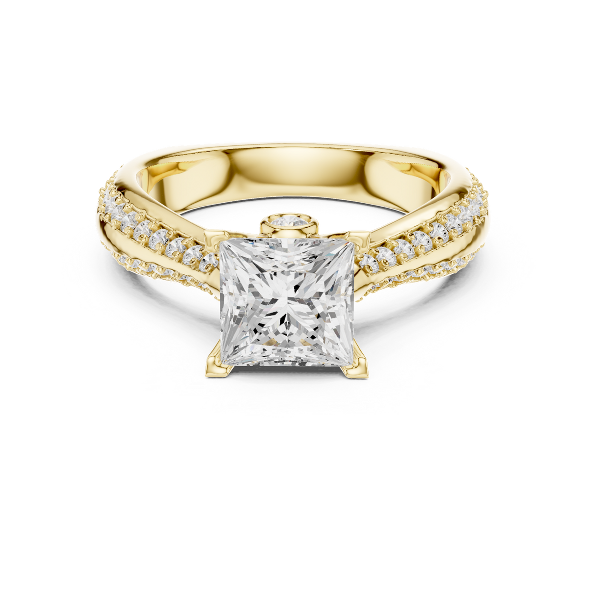 14K Solid Gold Lab Diamond Solitaire Ring, Yellow Gold