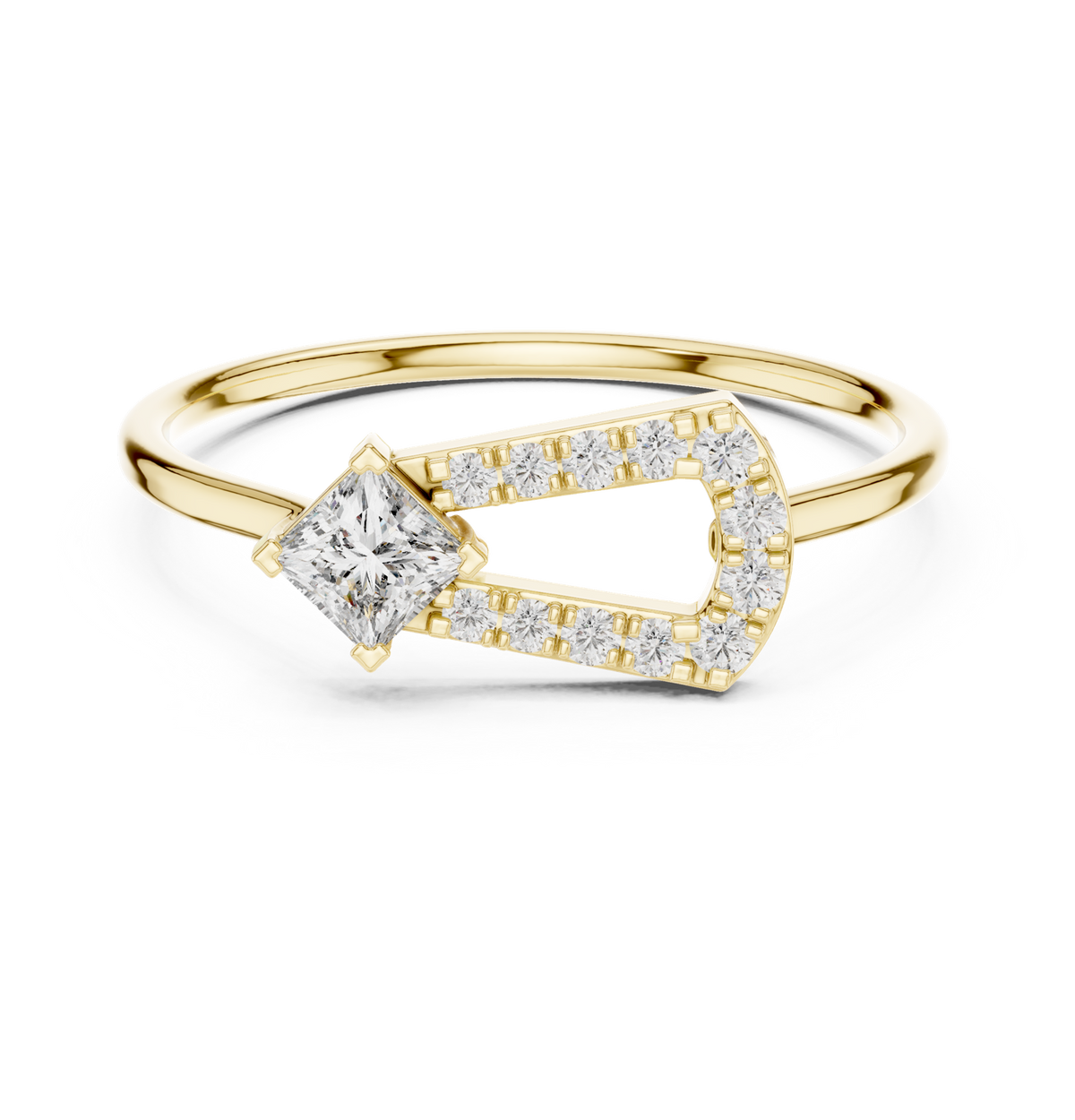 14K Solid Gold Lab Diamond Cluster Ring, Yellow Gold