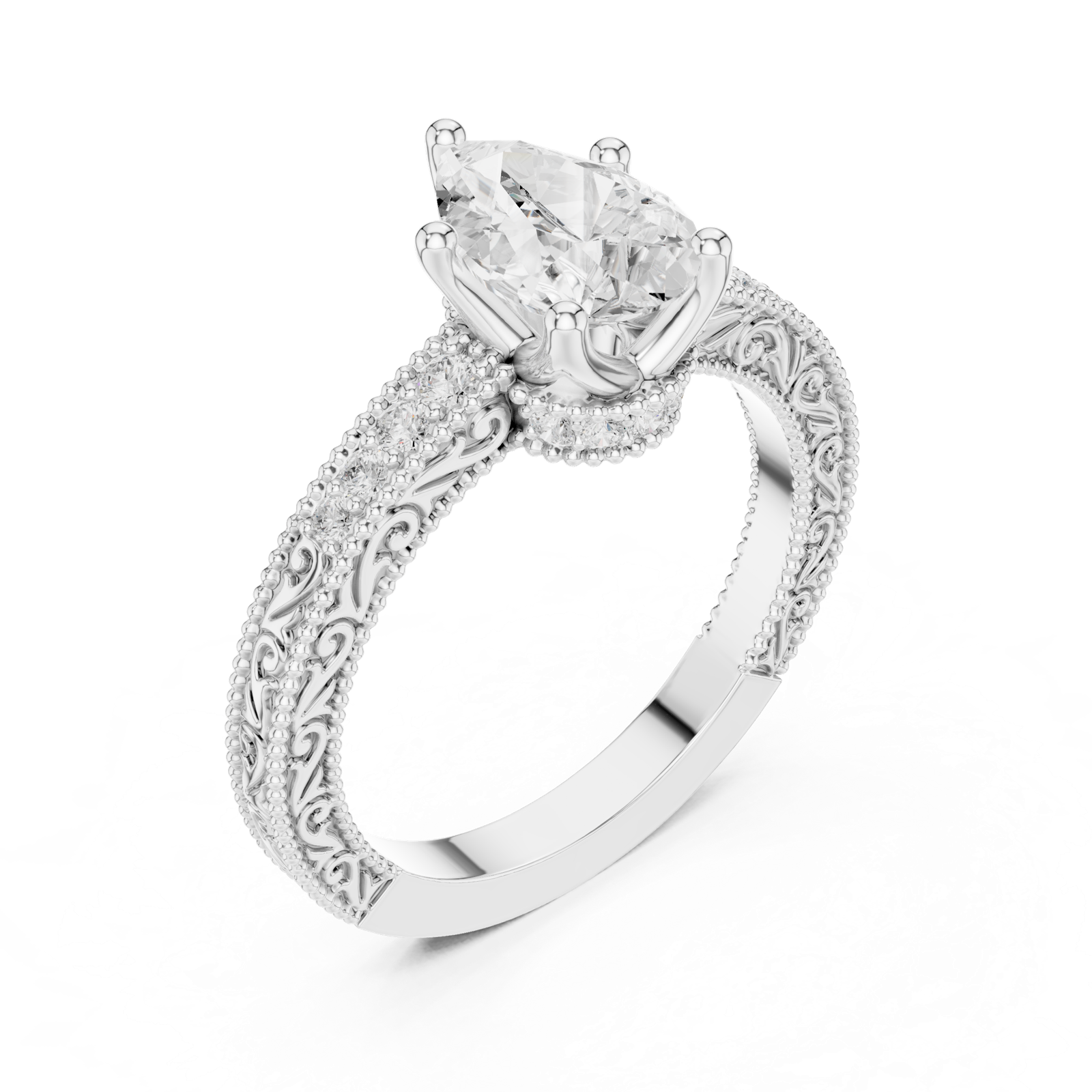 Gold Ring DDLR-979, White Gold, view 2
