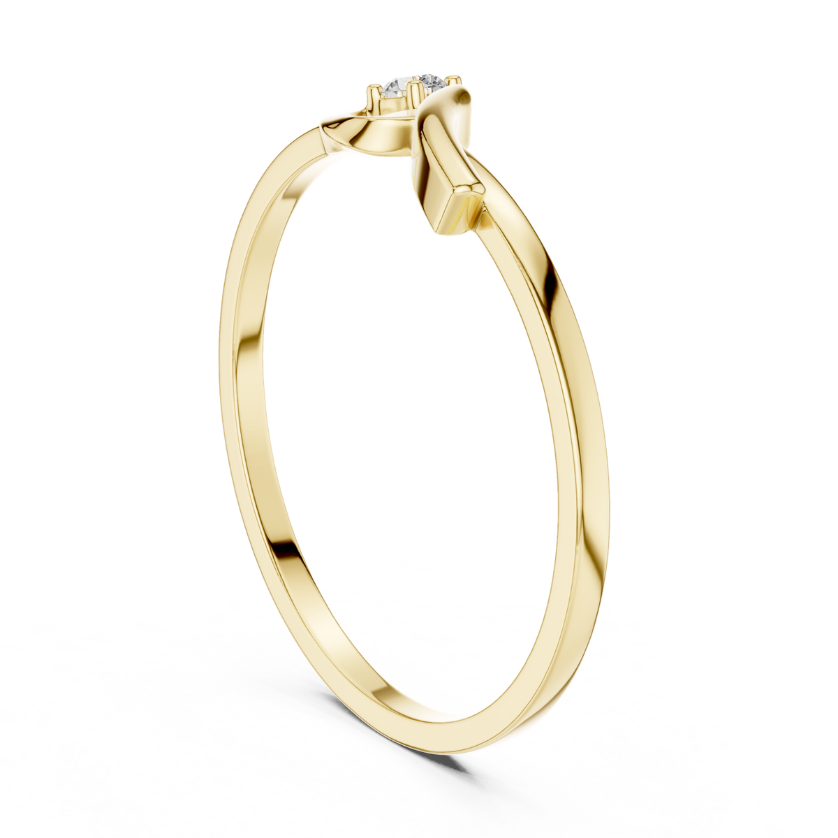 14K Solid Gold Lab Diamond Twist Ring, Yellow Gold, view 1