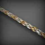 14K Solid Gold Men's Two-Tone Chain Necklace, Yellow Gold