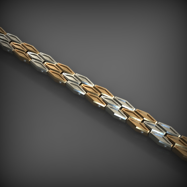 14K Solid Gold Men's Two-Tone Chain Necklace, Yellow Gold