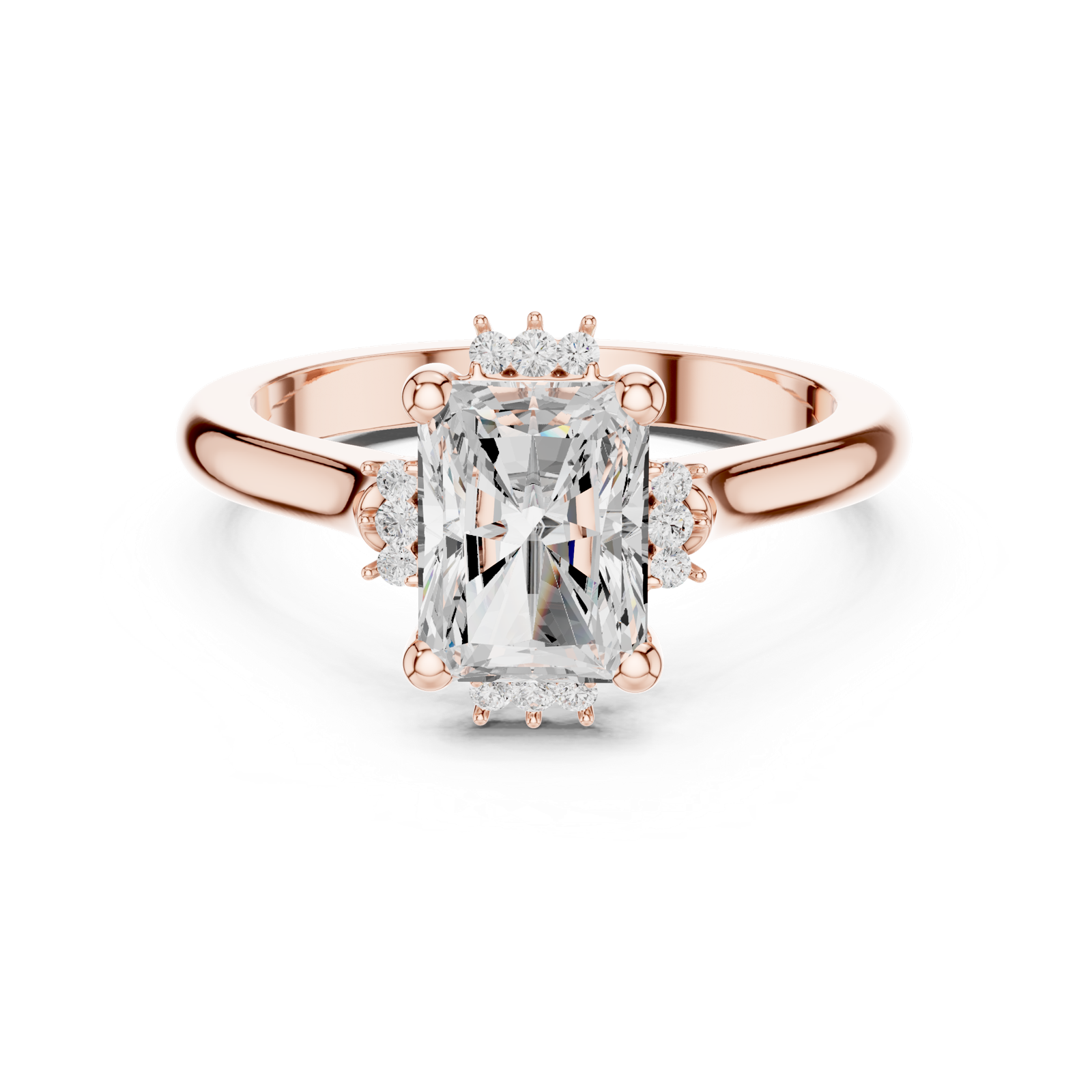 Gold Jewelry L35-123, Radiant center stone, Rose Gold, view 4