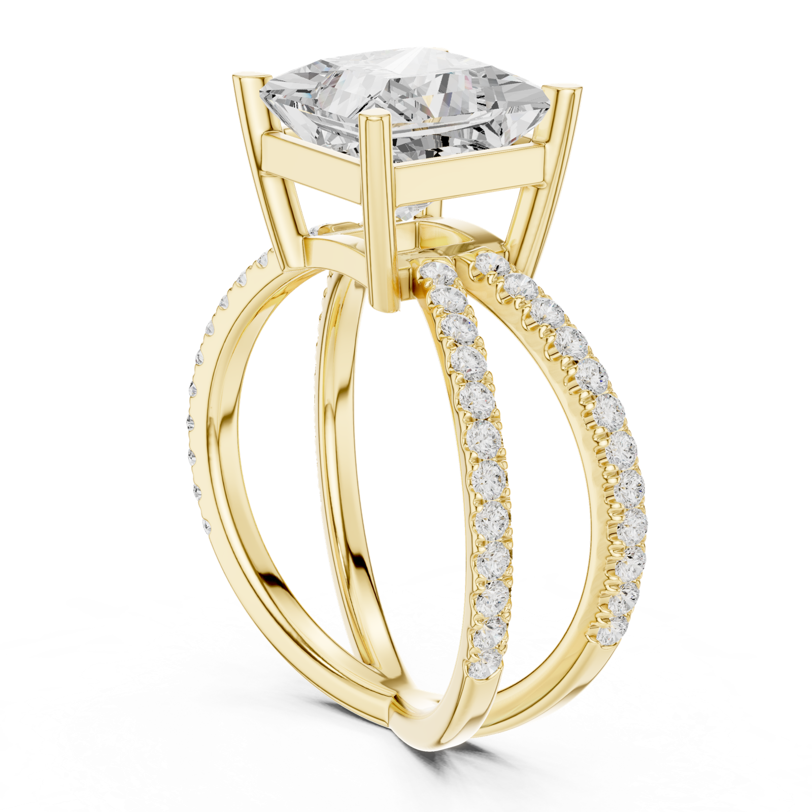 Gold Jewelry L36-25, Princess center stone, Yellow Gold, view 1