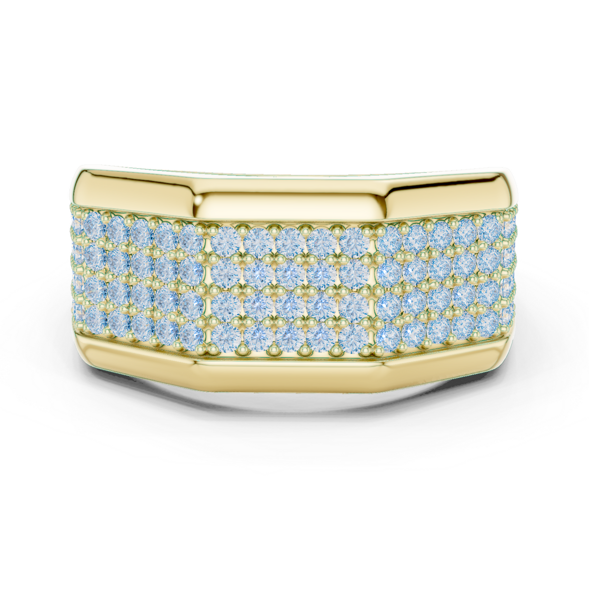 14K Solid Gold Lab Diamond Signet Ring, Yellow Gold
