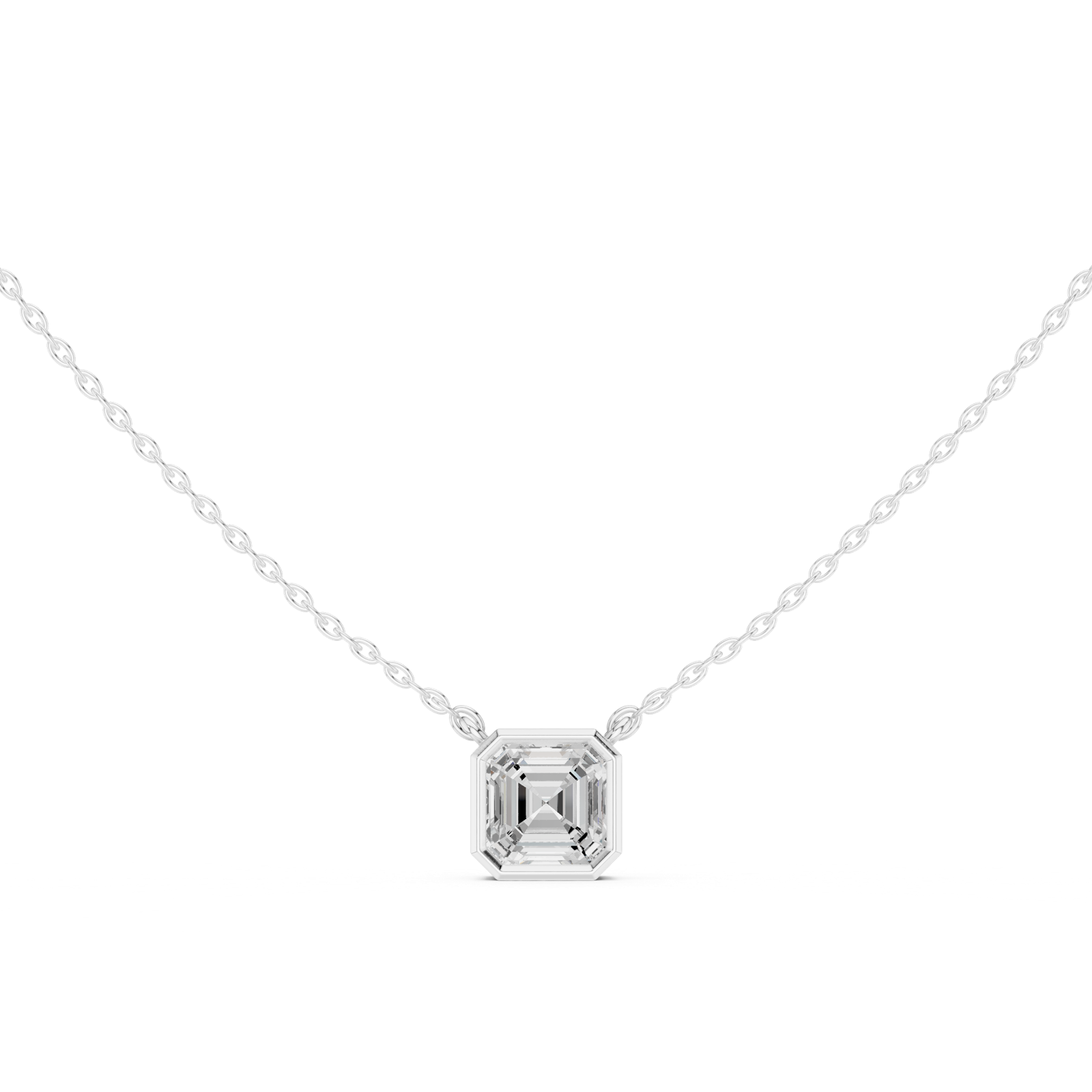 Gold Jewelry, Asscher center stone, White Gold, view 4