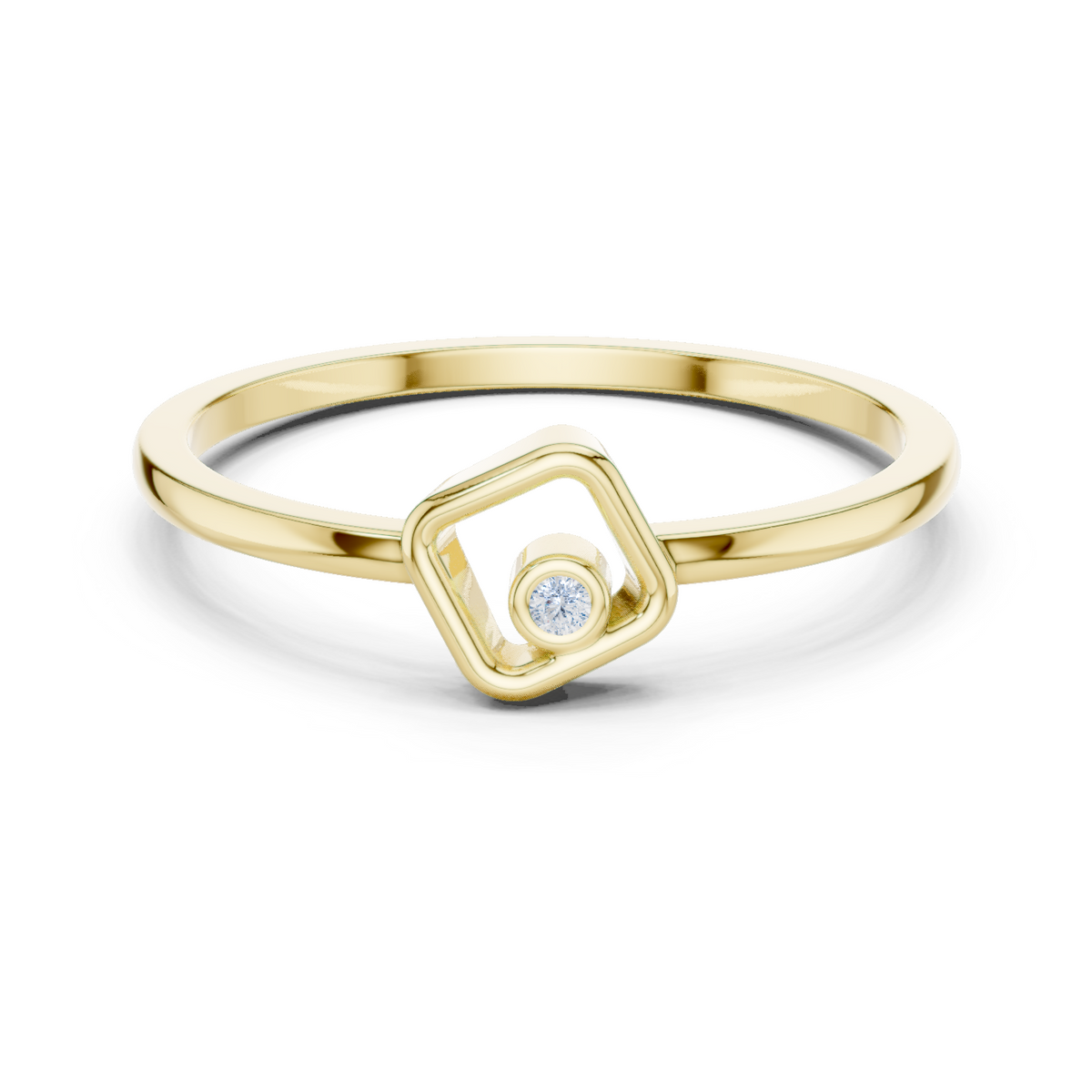 14K Solid Gold Lab Diamond Signet Ring, Yellow Gold