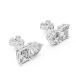Gold Earrings L02-34, White Gold, view 2