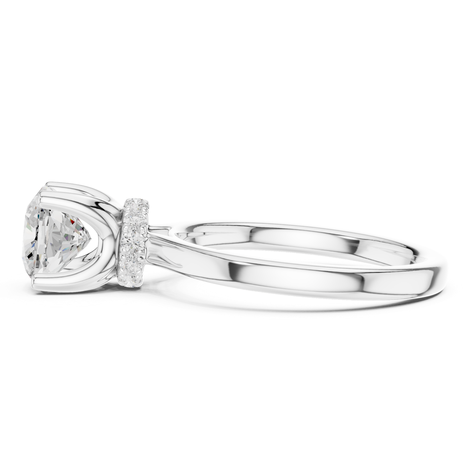 Gold Ring DDLR-176, Cushion center stone, White Gold, view 3
