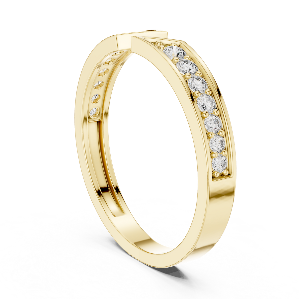 14K Solid Gold Lab Diamond Twist Ring, Yellow Gold, view 1