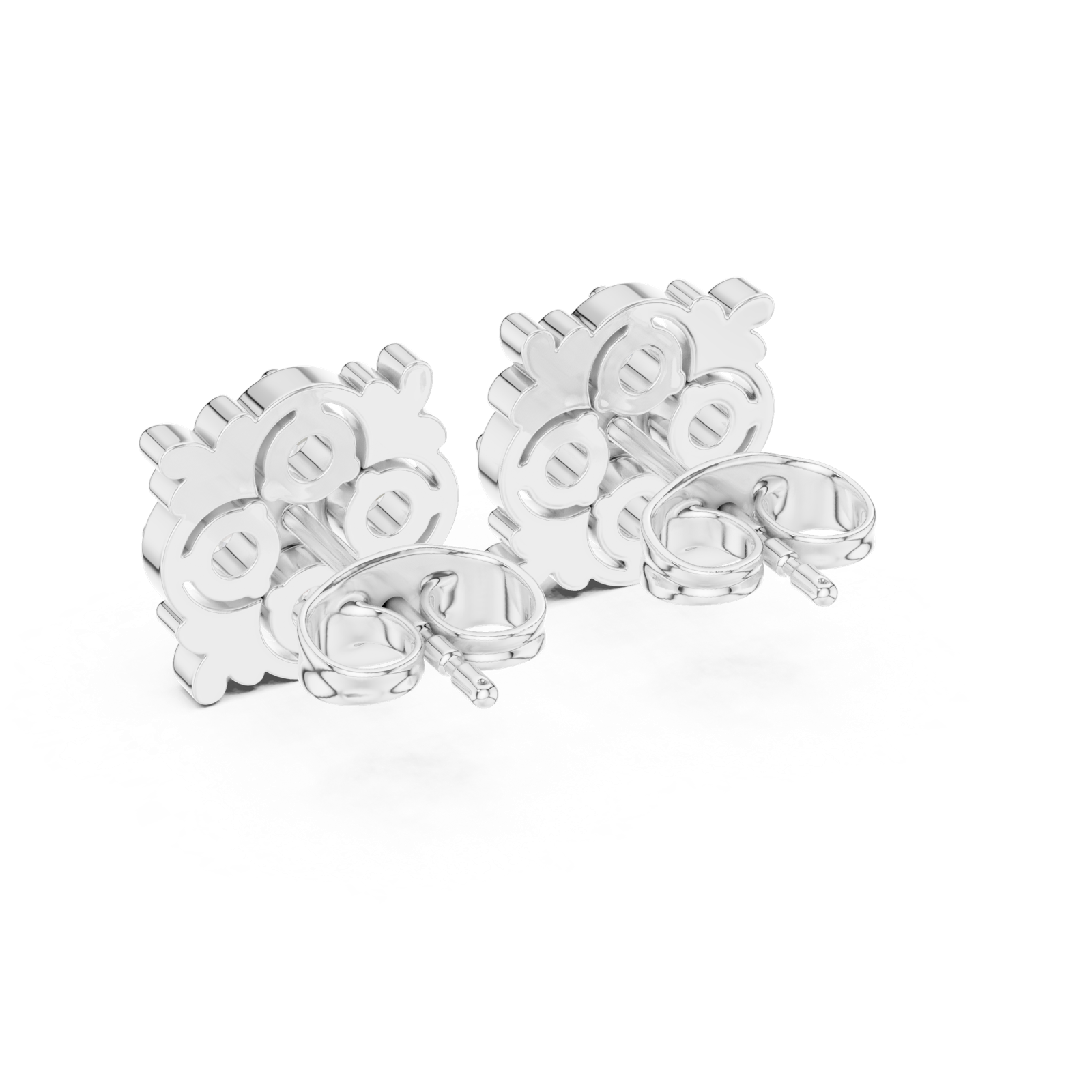 Gold Earrings 9-10044E, White Gold, view 3