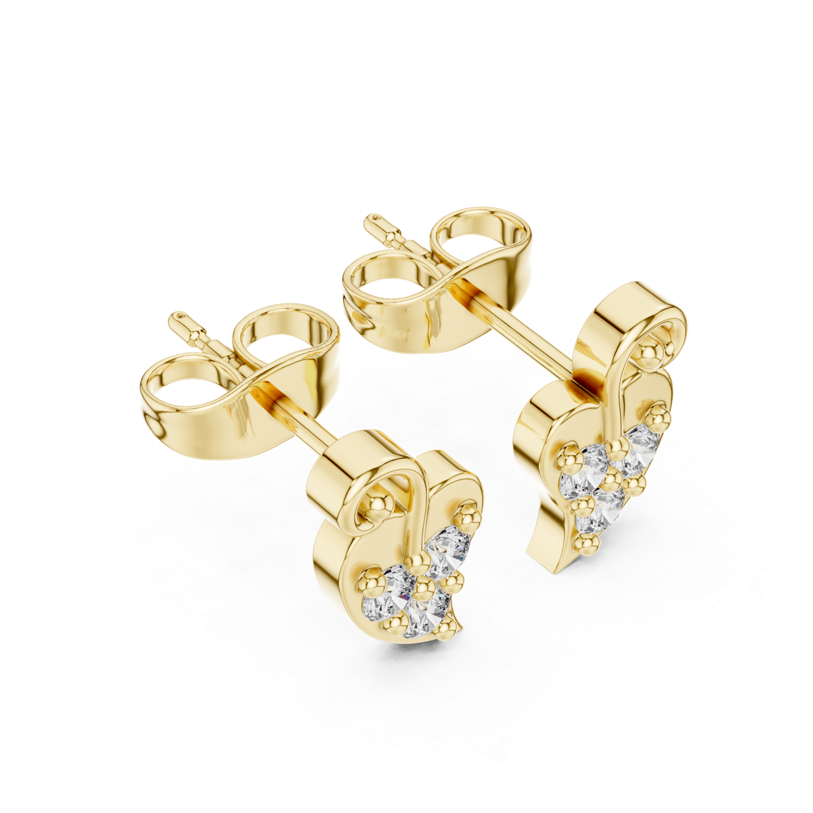Gold Earrings 9-10021E, Yellow Gold, view 2