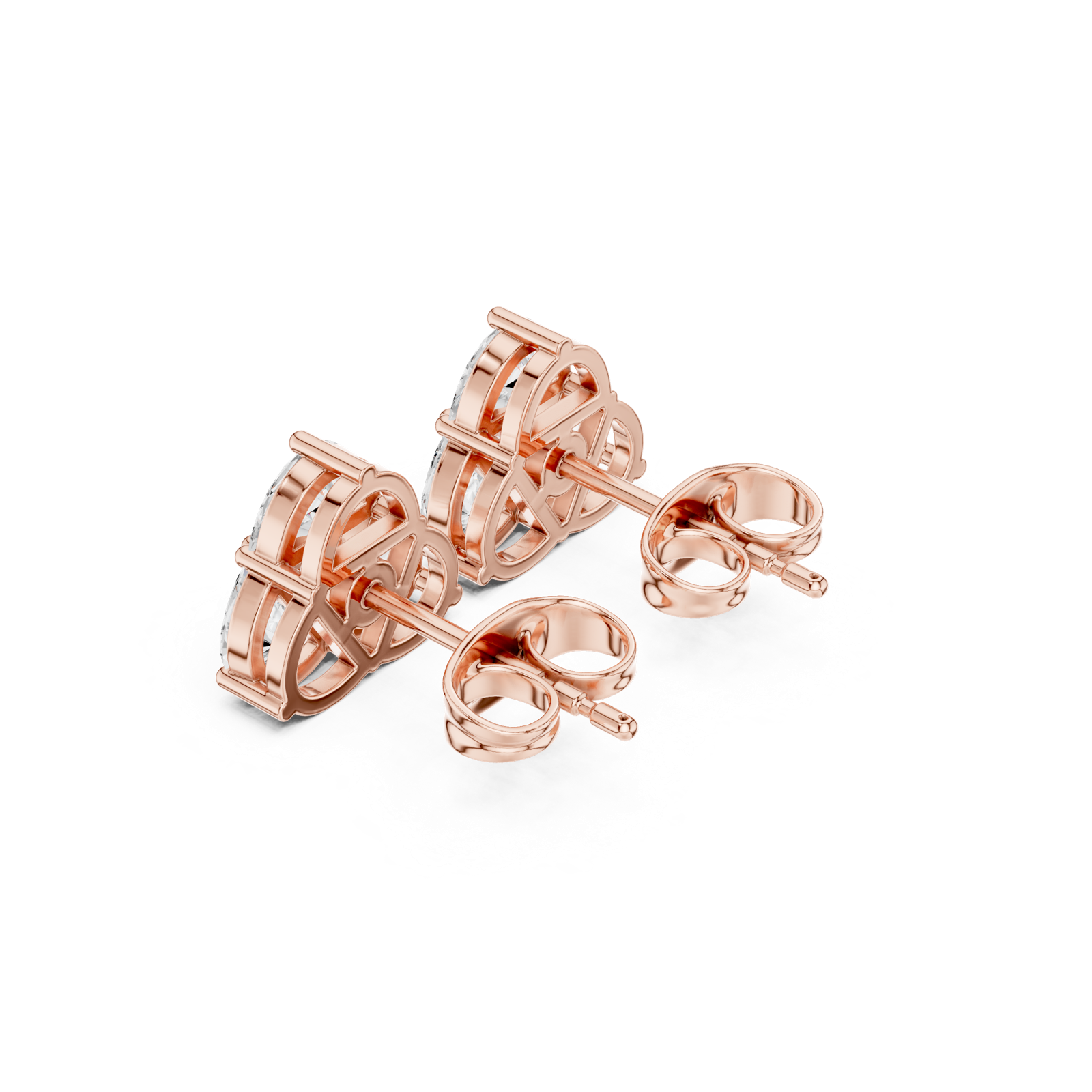 Gold Earrings APS-02-E, Rose Gold, view 2