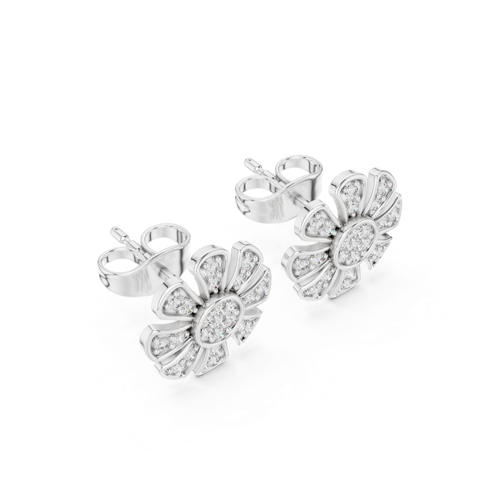Gold Earrings 9-10097E, White Gold, view 2