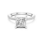 Gold Ring DDLR-040, Princess center stone, White Gold, view 4