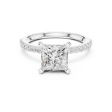 Gold Ring DDLR-040, Princess center stone, White Gold, view 4