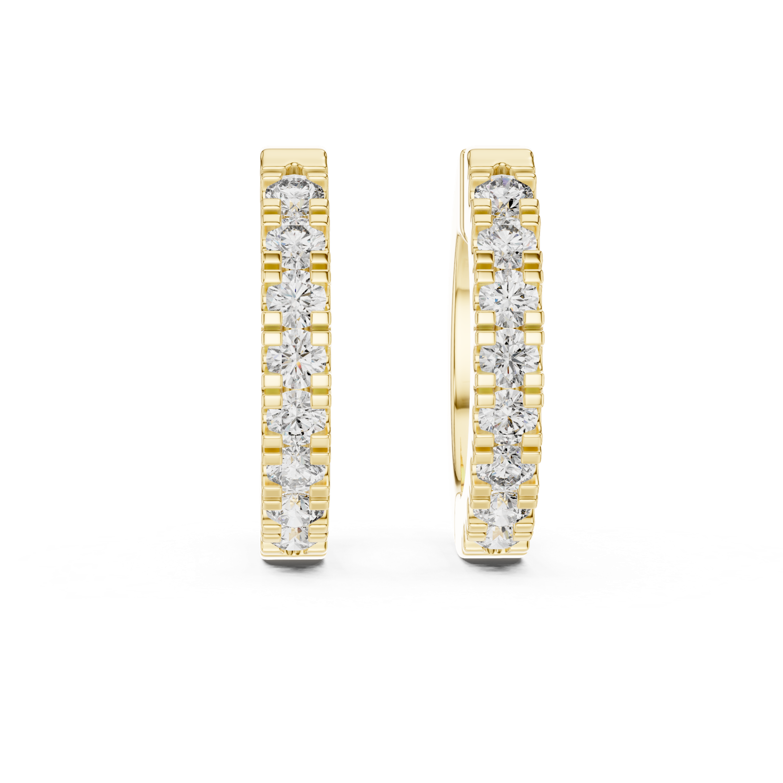 14K Solid Gold Lab Diamond Huggie Earrings, Yellow Gold