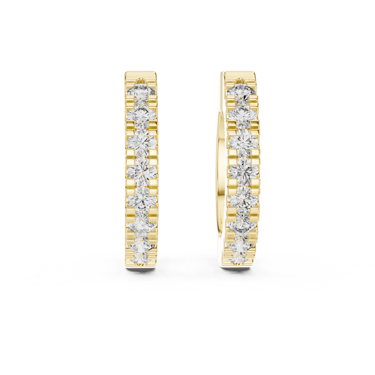 14K Solid Gold Lab Diamond Huggie Earrings, Yellow Gold