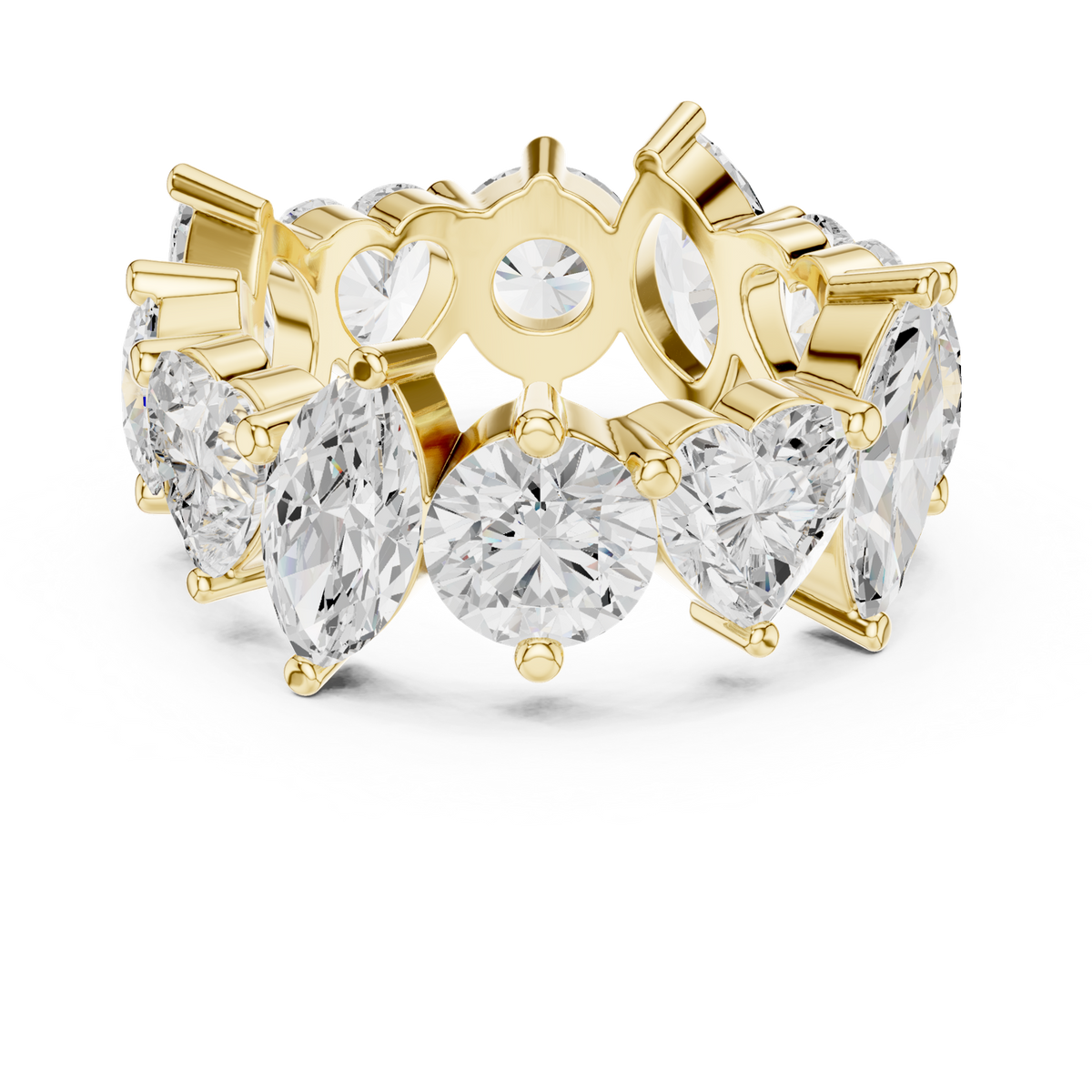 14K Solid Gold Lab Diamond Cluster Ring, Yellow Gold