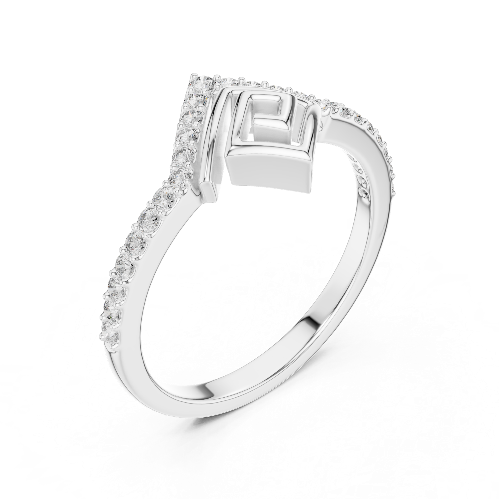 Gold Ring LR-01 (79), White Gold, view 2